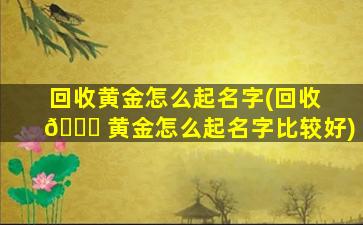 回收黄金怎么起名字(回收 🐘 黄金怎么起名字比较好)